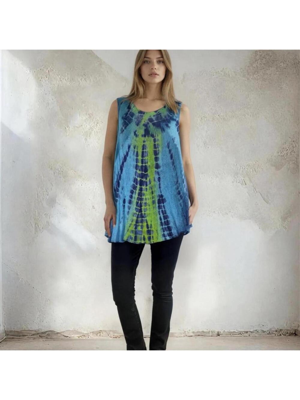 Women's Blue and Multi Vests-tanks-cami